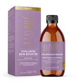 Private label liquid hyaluronic acid skin booster with high- and low-molecular-weight hyaluronic acid and blueberry flavor, developed to support skin hydration and a fresh, radiant appearance, available under your own brand by Galex Lab.